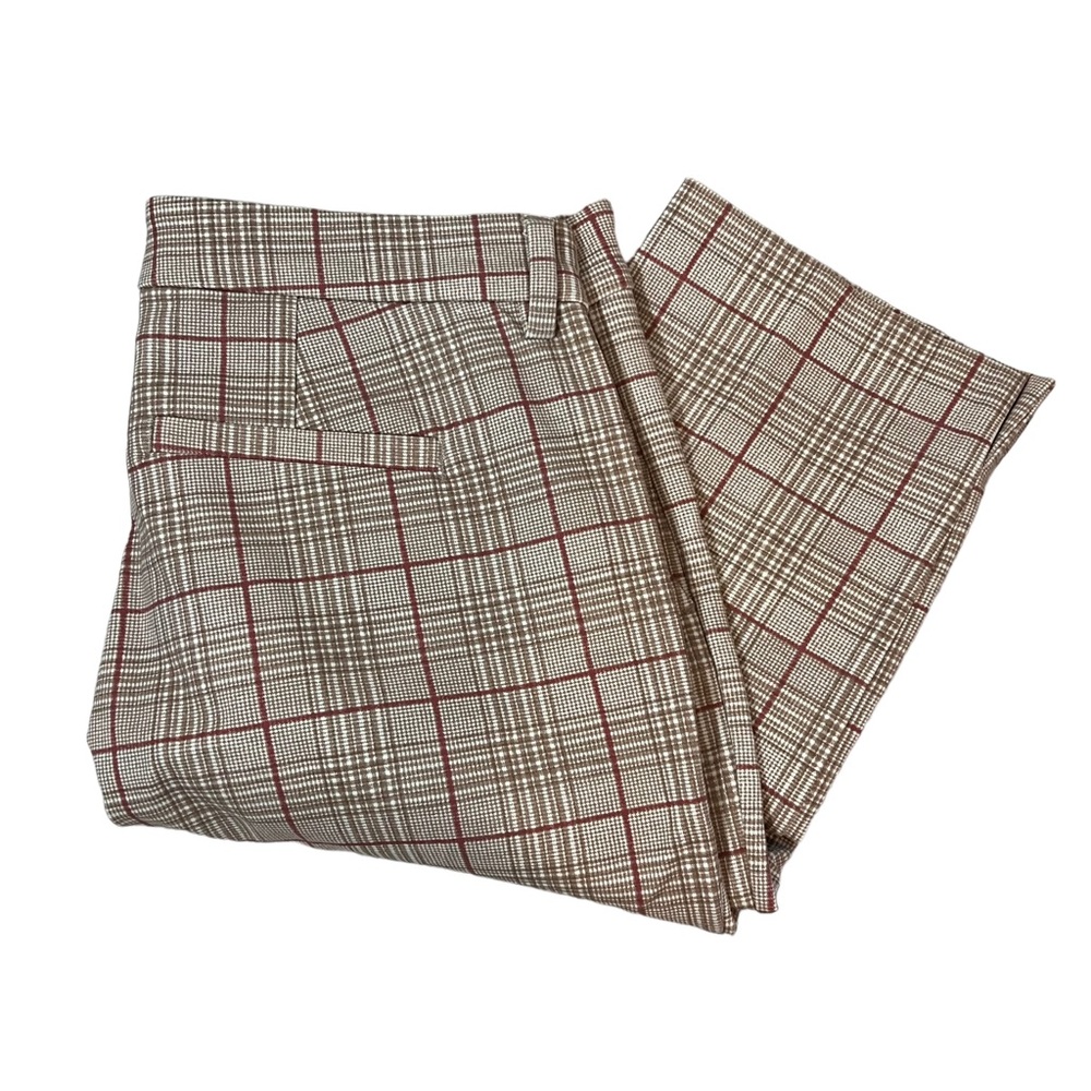Liverpool Plaid Ankle Pants - Brown and Red